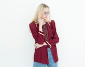 marsala classic jacket with golden embroidery. English college bordeaux blazer. UNISEX