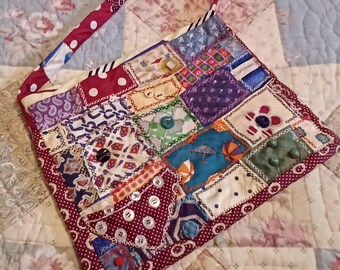 Handmade Patchwork Fabric Purse: Colorful One-of-a-Kind Bag -C-