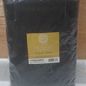 Brand New in Package Vintage Gee DiModa Rectangle Tablecloth Measures 60&quot; x 102&quot; in Solid Black