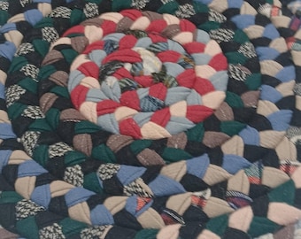 Coussin de chaise en laine vintage des années 1960 tressé multicolore 14 1/2" -A-