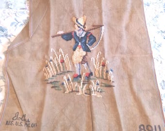 Vintage 1950's Needlepoint Tapestry Pattern Man with Scythe Harvesting J. Jolles Studio's -K-