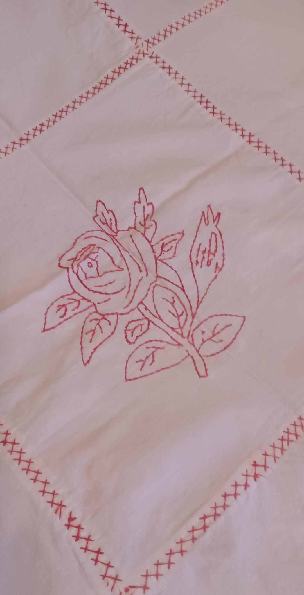 Antique Redwork Quilt: 1900s Turkey Stitch, Pink/red Embroidery - Etsy