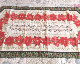 Vintage 1980's Reversible Birds Christmas Holiday Hosting Table Runner -K-
