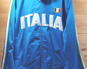 Chaqueta de fútbol vintage italiana talla grande unisex con cremallera frontal y espalda lisa - F