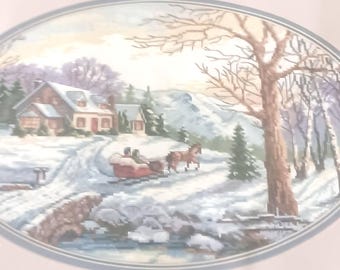 Vintage Dimensions Counted Cross Stitch Winter Wonderland Country Scene - F