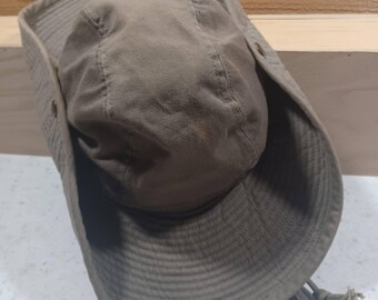 Coiffe Dorfman's vintage Pacific, grande taille avec boutons-pression sur les côtés en kaki -A-