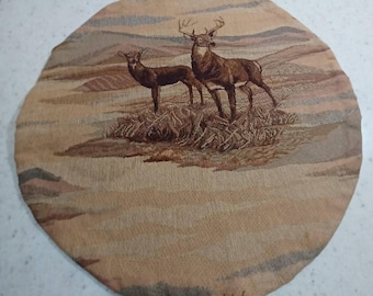 Housse de coussin de chaise vintage sur le thème de la chasse rustique chevreuil et biche -C-