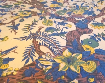 Vintage 1970's Le Lac Brunschwig & Fils Tree of Life and Birds with Chinoiserie Style Two Sided Cotton Duvet Tapestries Stunning