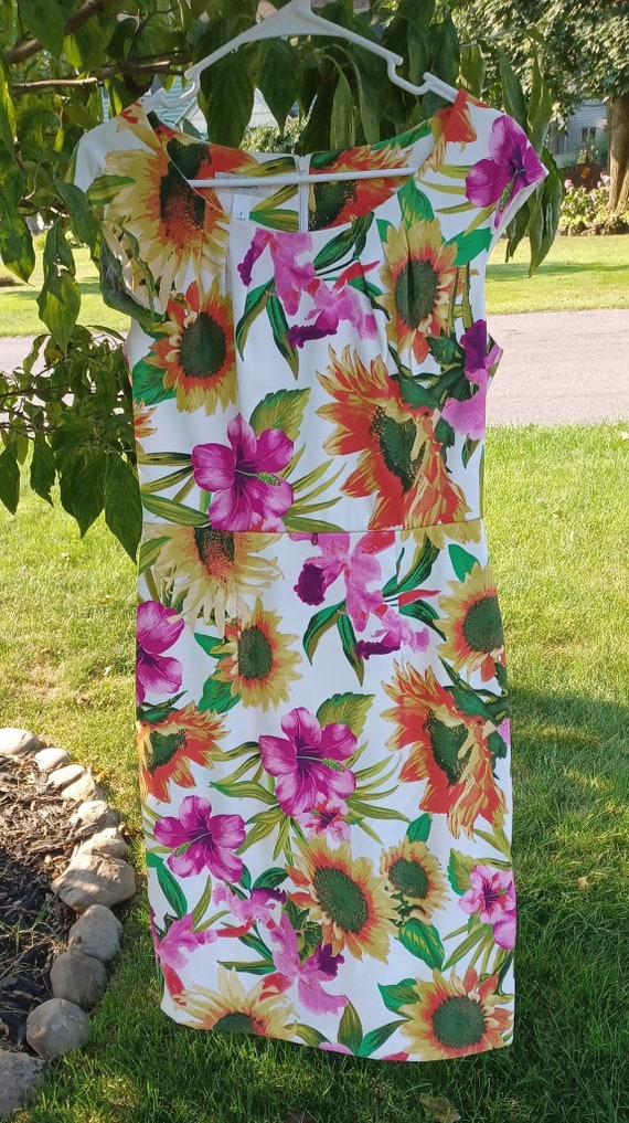 Vintage Dress Barn Size 6 Women s Floral Sunflower Print Zip Back Sleeveless With FREE SHIPPING Etsy