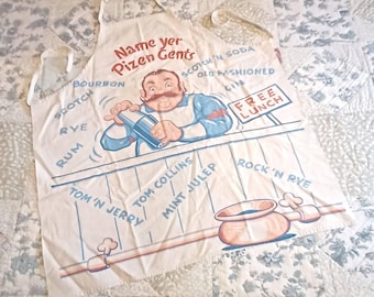 Vintage 1950's Bartender Bar Keeper Apron One Size Fits Most -K-
