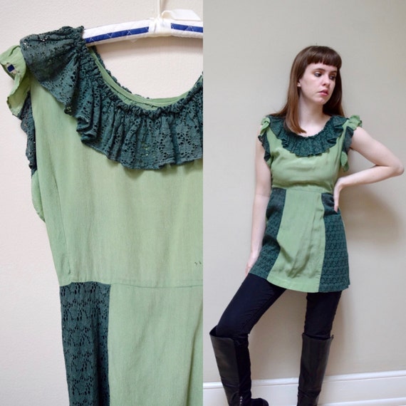 20s Silk and Lace Tunic // 1920s Flapper Blouse M… - image 1