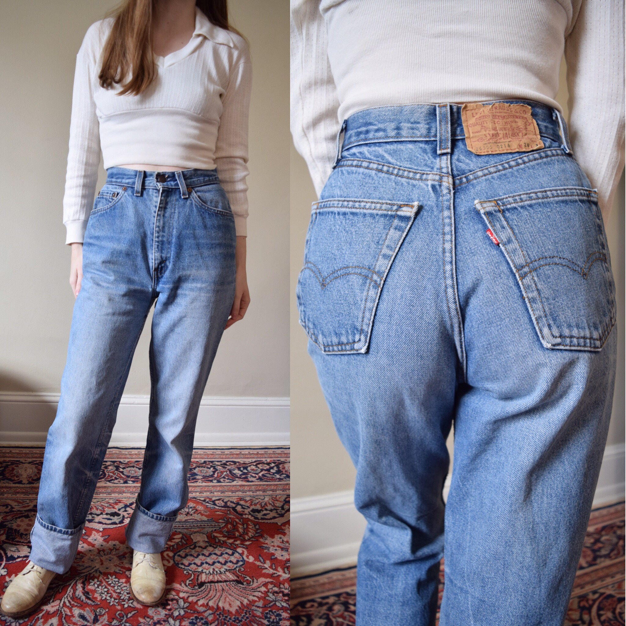 80s Levis 505 High Waist Tapered Stone Wash Mom Denim Jeans - Etsy