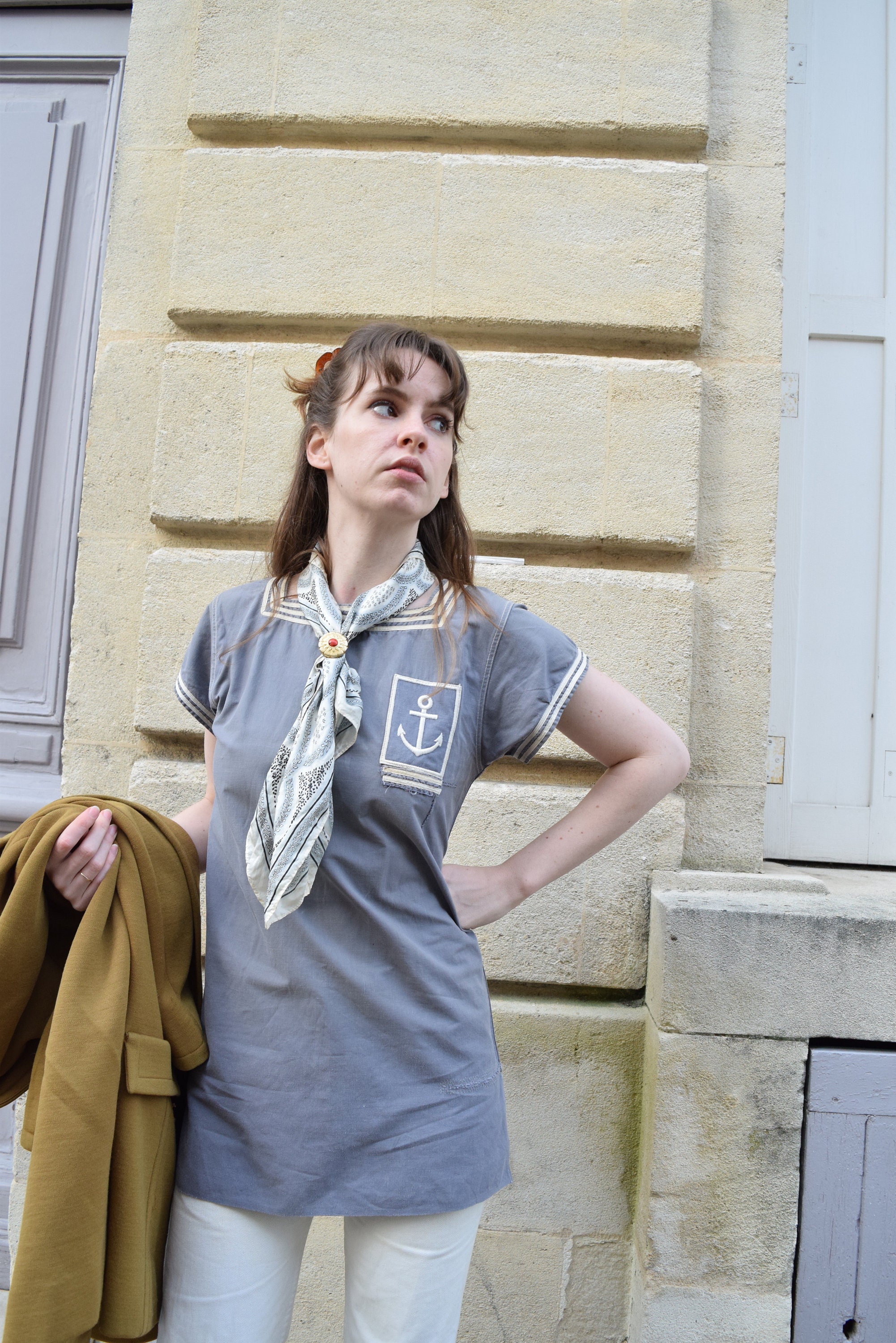 トップス 1940s Gold Blue Romanian Blouse 1940s Gold Blue Romanian Blouse