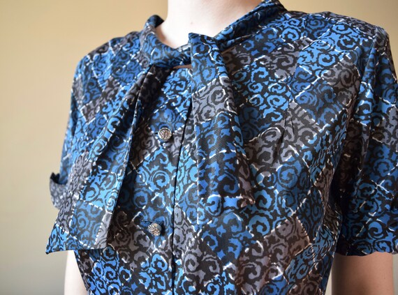 50s Jersey Geometric Shirtwaist Dress // Midcentu… - image 9