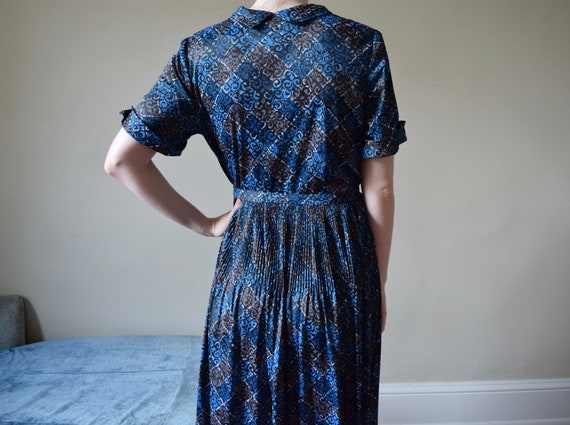 50s Jersey Geometric Shirtwaist Dress // Midcentu… - image 4