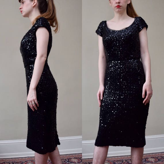 50s Peggy Hunt Bombshell Knit Sequin Dress // VLV… - image 3