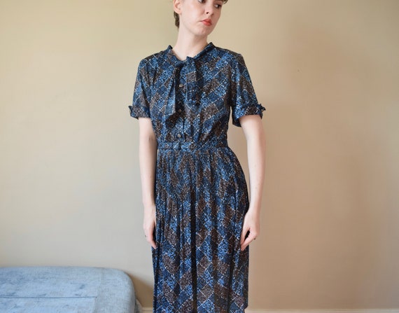 50s Jersey Geometric Shirtwaist Dress // Midcentu… - image 8