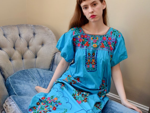 70s embroidered dress 70s Embroidered Silk Tent Dress | XS-M
