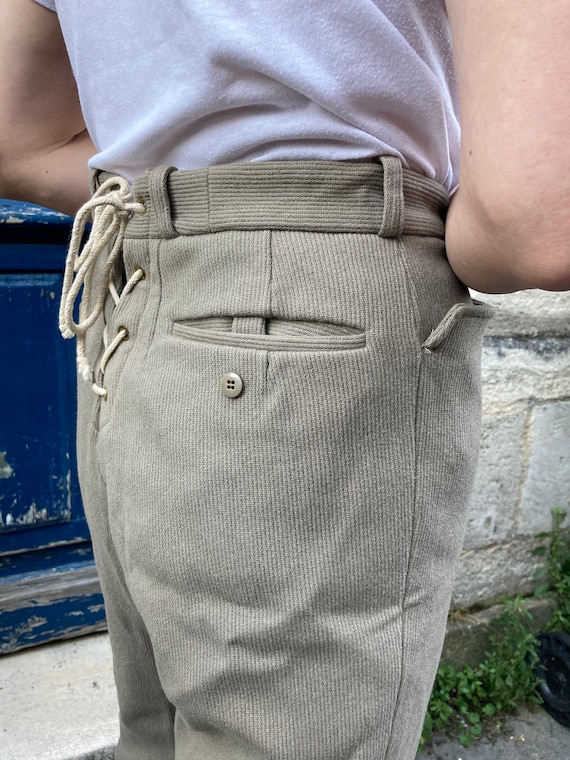Midcentury French Drawstring Hunting Trousers Cor… - image 6