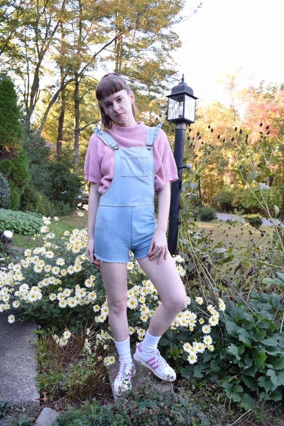 70s Denim Overall Zipper Shorterall Cutoffs // Se… - image 2