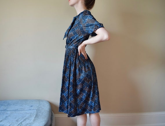 50s Jersey Geometric Shirtwaist Dress // Midcentu… - image 2
