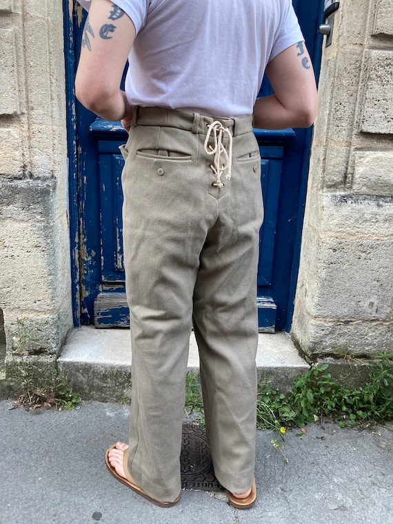 Midcentury French Drawstring Hunting Trousers Cor… - image 5