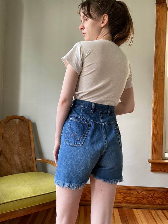 50s 60s Wrangler High Waist Jean Shorts Cut Off J… - image 2