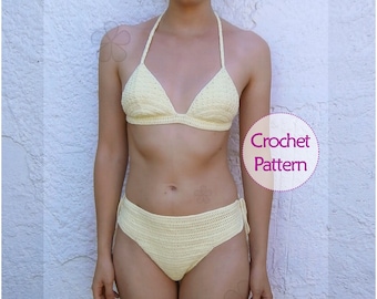Bikini set crochet patters. Crochet bikini thong + triangle bikini top crochet PATTERN _  C19M53