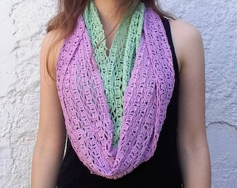 Crochet lace circle scarf. Lightweight infinity scarf pattern // PRIMAVERA scarf crochet Pattern _ C50