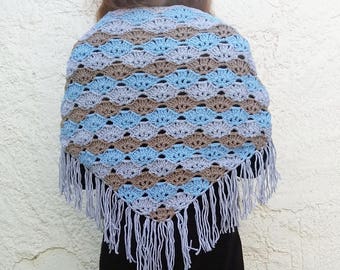 Fringe shawl crochet pattern. Triangle crochet scarf // the SOPHIA shawl pattern _ C46