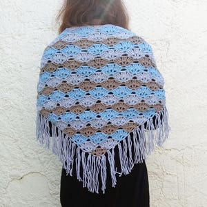 Fringe shawl crochet pattern. Triangle crochet scarf // the SOPHIA shawl pattern _ C46 image 1