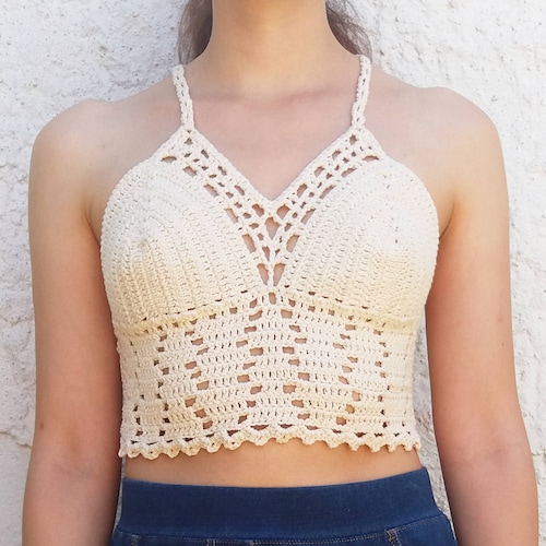 Lace Crop Top Crochet Pattern. Open Back Festival Top // AERIS - Etsy