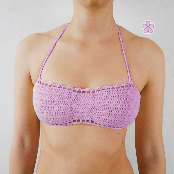 Top bikini a fascia smerlato con motivo all'uncinetto. Reggiseno bikini PDF schema all'uncinetto _ C27