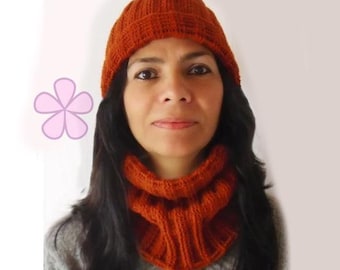 Crochet convertible beanie and cowl PDF pattern. Easy pattern for a reversible circle scarf and hat. _ C12