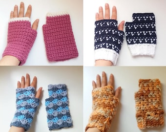 1 PATTERN FREE. 4 fingerless gloves. Mitts crochet patterns _ PMT1