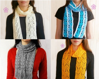1 pattern FREE. 4 Lacy long scarves crochet patterns _ PLS1