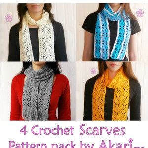 1 pattern FREE. 4 Lacy long scarves crochet patterns _ PLS1