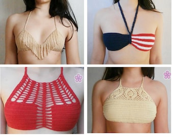 1 pattern FREE. 4 crochet bikini tops PDF crochet patters. Sexy crochet bikini tops. Instant download_ PBK2