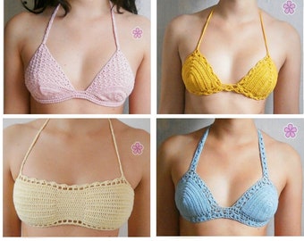 1 pattern FREE. 4 crochet bikini tops PDF crochet patters. Sexy crochet bikini tops. Instant download_ PBK3