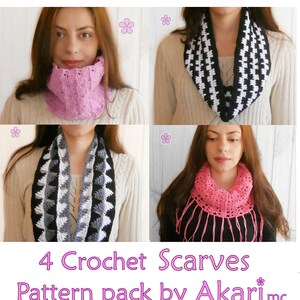 1 pattern FREE. 4 Crochet Circle Scarves Patterns. 2 cowls 2 infinity scarves 1 lacy fringe cowl _ PCS2 image 1