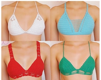 1 Bikini-Oberteil Patrones GRATIS. 4 Stück Patinas der Spitze Bikini von Ganchillo. Sexy Tops Bikini de ganchillo _ PBK6