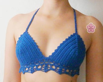 Triangle bikini top Pattern with lace band at the bottom and picot on the cups // PRINCESS bikini top _ C25