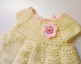 Lacy dress for babies 0 to 24 months. Baby girl dress crochet pattern // WAVES baby dress crochet pattern _ C40