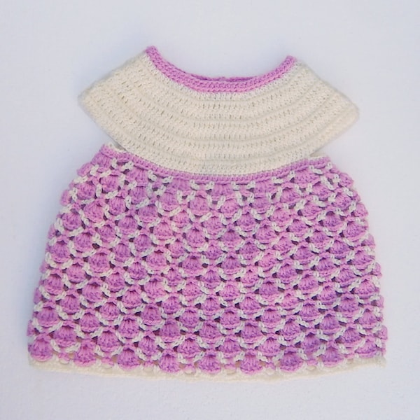 Circular yoke and lace baby dress crochet pattern. 0 to 24 motnhs. Baby girl dress pattern // ARIEL baby dress crochet pattern _ M50
