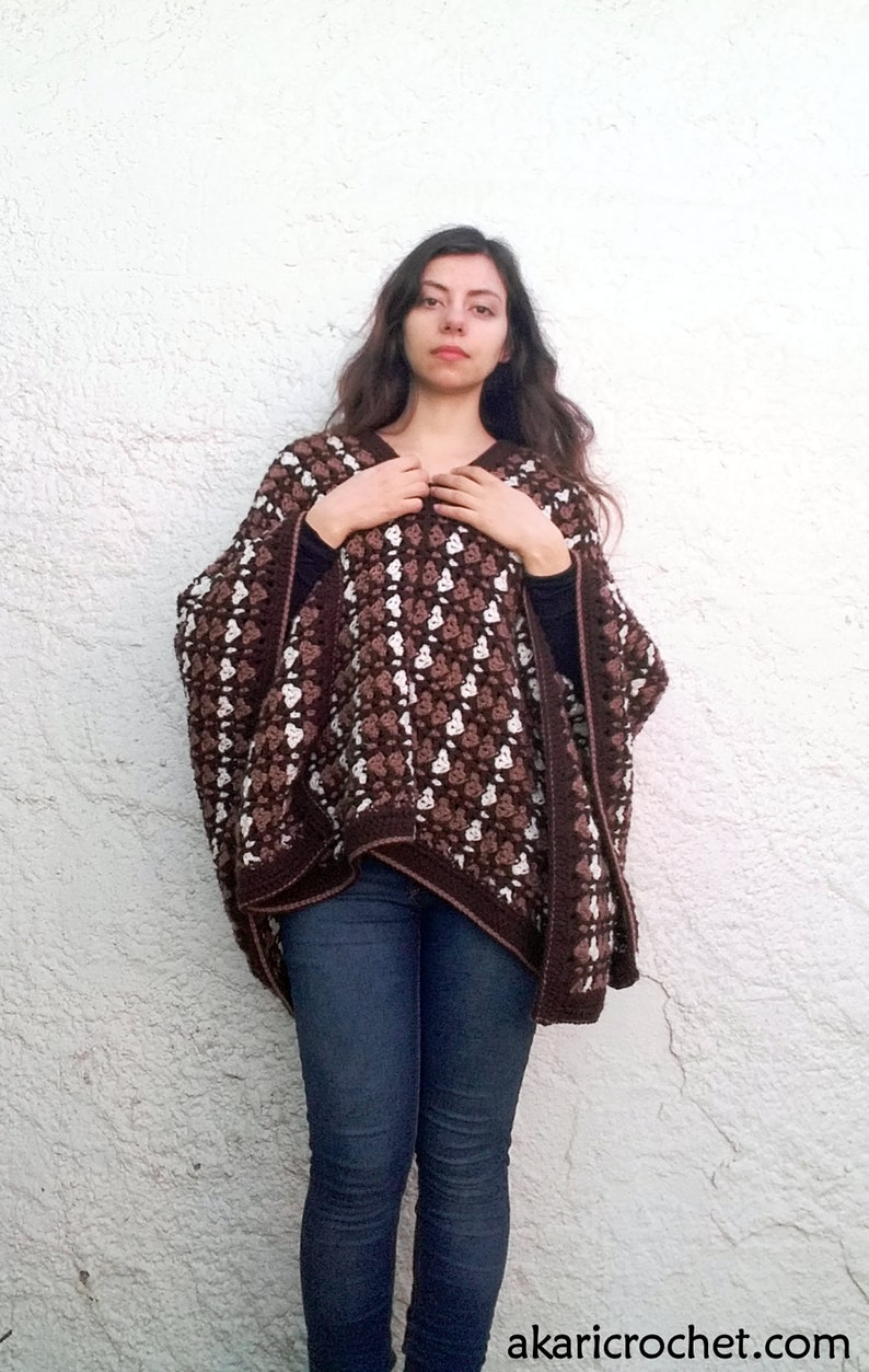 Cozy crochet poncho Pattern. 2 positions // The CARMEN poncho _ C53 image 5