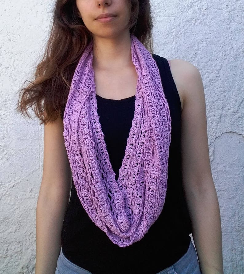 Crochet Lace Circle Scarf. Lightweight Infinity Scarf Pattern Etsy