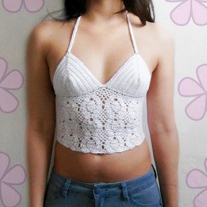 1 pattern FREE. 4 crochet tops. Top with granny squares 3 Lacy halter tops with corset back _ PTL1 image 4