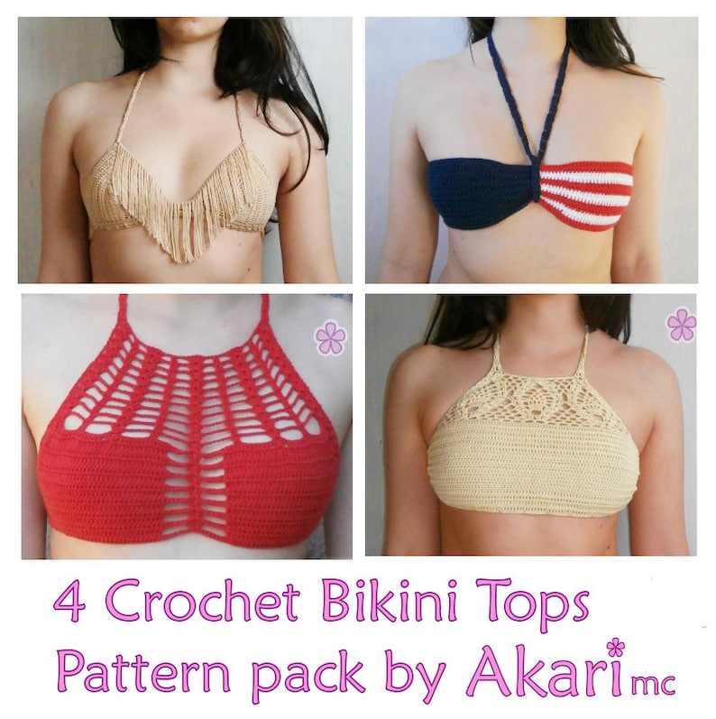1 Pattern FREE. 4 Crochet Bikini Tops PDF Crochet Patters. Etsy
