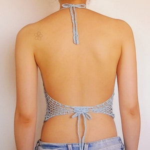 Halter top crochet patter. Open back, lacy design // LOTUS FLOWER top crochet pattern _ M35 image 3