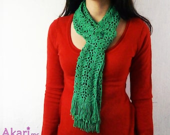 Long lacy scarf with fringes PDF crochet pattern. Lightweight crochet scarf _ M16